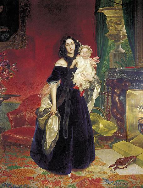 Karl Briullov Portrait of Mariya Arkadyevna Bek with her Daughter china oil painting image